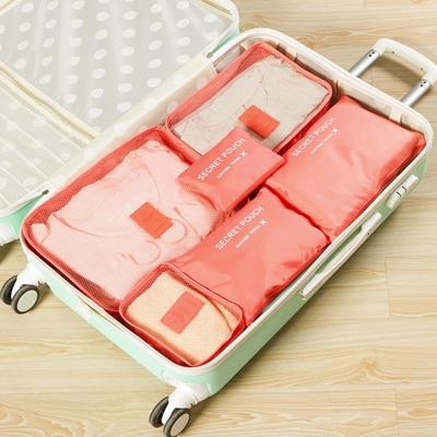 6 STKS/set reistas ClothesLuggage organisator hoge capaciteit mesh verpakking kubussen (watermeloen rood)