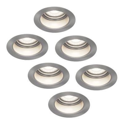 HOFTRONIC™ 6x Mari LED inbouwspot verzonken - 5 Watt - Daglicht wit 6000K - Verwisselbare GU10 - Dimbaar - voor binnen en buiten - RVS