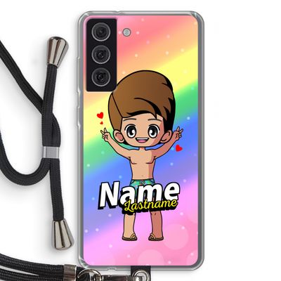 Chibi Maker man: Samsung Galaxy S21 FE Transparant Hoesje met koord