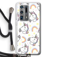 Rainbow Unicorn: Huawei P40 Pro Plus Transparant Hoesje met koord