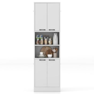 190 cm Keukenkast Hoge Kast met Deuren Planken Veiligheidsscharnieren en Kantelbeveiliging Dressoir Multifunctionele Kast