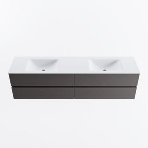 MONDIAZ VICA 190cm badmeubel onderkast Dark Grey 4 lades. Wastafel CLOUD dubbel zonder kraangat, kleur Talc.