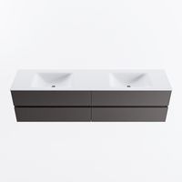 MONDIAZ VICA 190cm badmeubel onderkast Dark Grey 4 lades. Wastafel CLOUD dubbel zonder kraangat, kleur Talc.