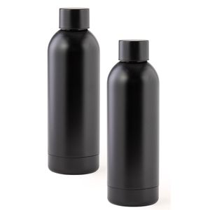 Set van 2x stuks thermosfles/isoleerkan - RVS - 800 ml - mat zwart