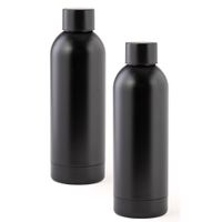 Set van 2x stuks thermosfles/isoleerkan - RVS - 800 ml - mat zwart