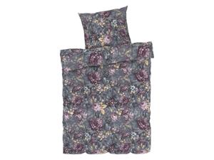 LIVARNO home Dekbedovertrek 140 x 200 cm (Bloemen/grijs)
