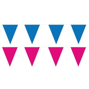 Roze/Blauwe feest punt vlaggetjes pakket 80 meter