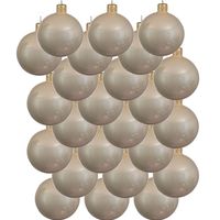 24x Glazen kerstballen glans licht parel/champagne 8 cm kerstboom versiering/decoratie   -