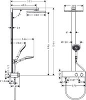 Hansgrohe Raindance E Square E300 1jet showerpipe:m. ShowerTablet 350 opbouw douchekraan thermostaat m. Raindance E300 1 jet hoofddouche chroom 27361000 - thumbnail