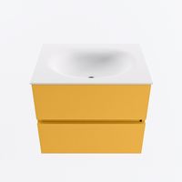 MONDIAZ VICA 60cm badmeubel onderkast Ocher 2 lades. Wastafel MOON midden 1 kraangat, kleur Talc.