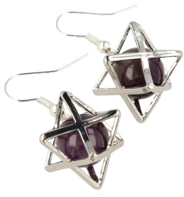 Oorbellen Amethist Merkabah