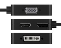 ICY BOX IB-DK1104-C, USB-C male > VGA + DVI + HDMI + DisplayPort (female) adapter 0,15 meter - thumbnail