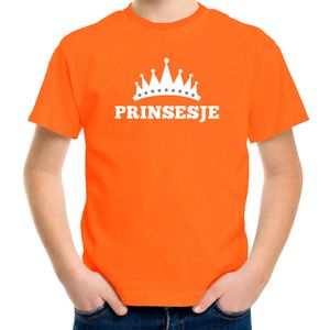 Oranje Prinsesje met kroon t-shirt meisjes