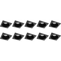 Vierkante Inbouwspot Armatuur 10-Pack - Zwart Aluminium - GU10 - 90mm