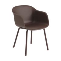 Muuto Fiber tuinstoel met armleuning Brown red