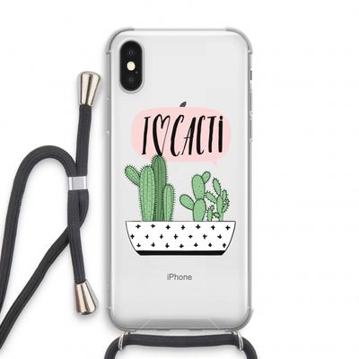 I love cacti: iPhone X Transparant Hoesje met koord
