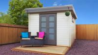 Lugarde Blokhut B14 300x400 cm - 44 mm- Plat dak- Onbehandeld vurenhout- Lugarde