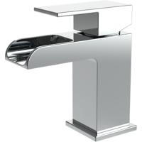 Vierkante Wastafelmengkraan Chroom met Waterval Functie - Opbouw