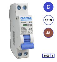 GACIA M80N-C04 installatieautomaat 1p+n C4 6kA (18mm)