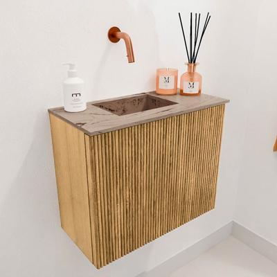 Toiletmeubel Mondiaz Joya Dlux | 50 cm | Meubelkleur Oak | Faye wastafel Arena Wasbak Links | Zonder kraangat(en)