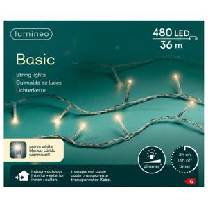 Kerstverlichting - 480 led lampjes -warm wit -3600 cm - transparant snoer -timer en dimmer