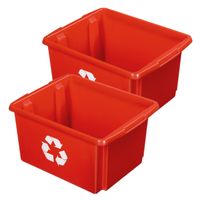 Sunware Opslagbox - 2 stuks - kunststof 32 liter rood 45 x 36 x 24 cm