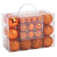 Kerstballen - set 50x st - koper - mix 3, 4 en 6 cm - kunststof - pakket - thumbnail