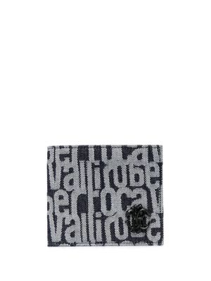 Roberto Cavalli portefeuille pliant à logo imprimé - Bleu