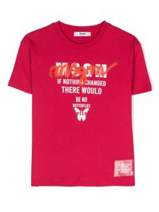 MSGM Kids t-shirt en coton à logo imprimé - Rose