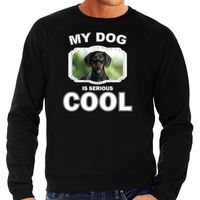 Coole teckel honden sweater / trui my dog is serious cool zwart voor heren - thumbnail