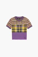 Geruite gebreide T-shirt - MATERIAL FINISHES - XL