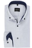 Venti Modern Fit Overhemd blauw/wit, Gestructureerd - thumbnail