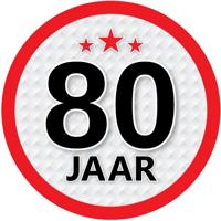 80 jaar leeftijd sticker - rond - Dia 15 cm - 80 jaar verjaardag - jubileum - leeftijd versiering