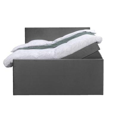 Leen Bakker - Boxspring Met Opbergruimte En Voetbord Liv Egaal - 180x200cm - Stof/Velvet - Grijs