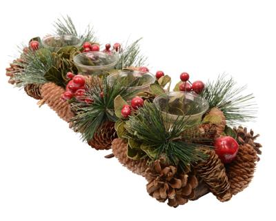 theelicht dennenappel l8b47h16c groen kerst - Decoris