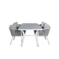 Virya tuinmeubelset tafel 90x160cm en 4 stoel Virya wit, grijs.