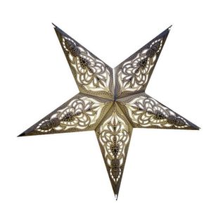 Decoratie kerstster - wit/zilver - 60 cm - papier - 5 punten - hangend   -