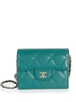 CHANEL Pre-Owned portefeuille matelassé à bride en chaîne - Bleu - thumbnail