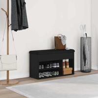 Schoenenbank met opslag Zwart 80 x 30 x 45 cm Bewerkt hout