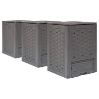 Compostbakken 3 st 900 L 60x60x83 cm kunststof rattan bruin Compostbakken 3 st 900 L 60x60x83 cm kunststof rattan bruin
