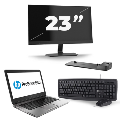 HP ProBook 640 G4 - Intel Core i3-8e Generatie - 14 inch - 8GB RAM - 256GB SSD - Windows 11 + 1x 23 inch Monitor