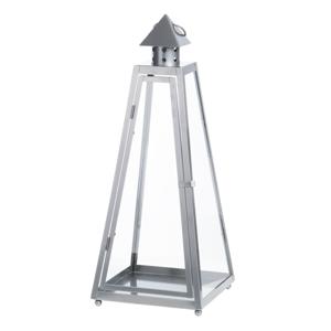 Flancy Flames Windlicht - grijs - metaal - lantaarn - 21,8 x 21,8 x 54,3 cm