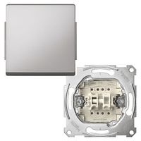 Merten Aquadesign dubbelpolige schakelaar met drukknop aluminium MTN343160 + MTN31120000