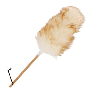 Plumeau/duster Nature - hout - bruin/wit - 51 cm