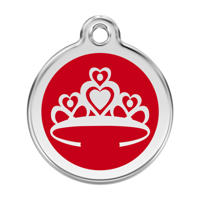Crown Red roestvrijstalen hondenpenning large/groot dia. 3,8 cm - Reddingo