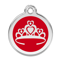 Crown Red roestvrijstalen hondenpenning large/groot dia. 3,8 cm - Reddingo
