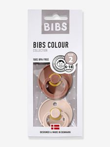 Set van 2 BIBS Colour-fopspenen, maat 2 van 6 tot 18 maanden terracotta + poederroze