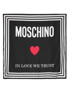 Moschino foulard en soie In Love We Trust à logo - Noir