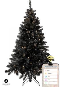 Excellent Trees® Stavanger Black 210 cm Zwarte Kerstboom met Verlichting - 500 LED Lampjes