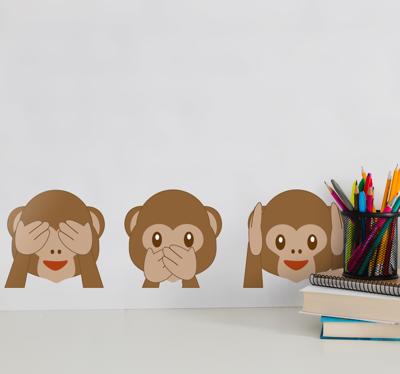 Tienerkamer muursticker apen emojis